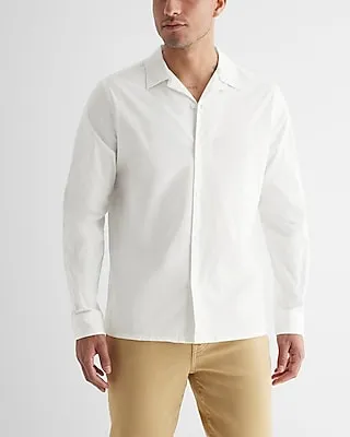 Solid Stretch Cotton Shirt White Men's