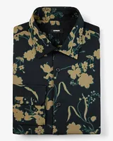 Big & Tall Slim Abstract Floral Stretch 1Mx Dress Shirt Black Men's XXL