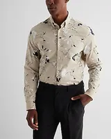 Slim Painted Floral Stretch 1Mx Dress Shirt Neutral Men's XS