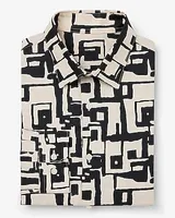 Extra Slim Abstract Maze Square Print Stretch 1Mx Shirt Neutral Men's S