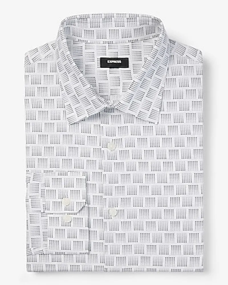 Slim Dot Square Stretch 1Mx Dress Shirt White Men