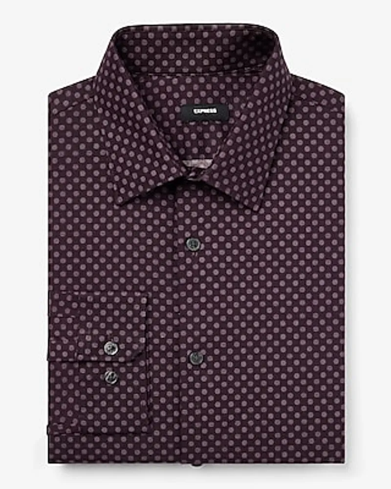 Slim Line Circle Geo Stretch 1Mx Dress Shirt Purple Men's XS