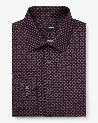 Slim Line Circle Geo Stretch 1Mx Dress Shirt Purple Men's XL