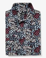 Slim Mixed Floral Stretch 1Mx Dress Shirt Blue Men's XS