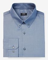 Classic Solid Stretch Pinpoint Oxford 1Mx Dress Shirt Blue Men's