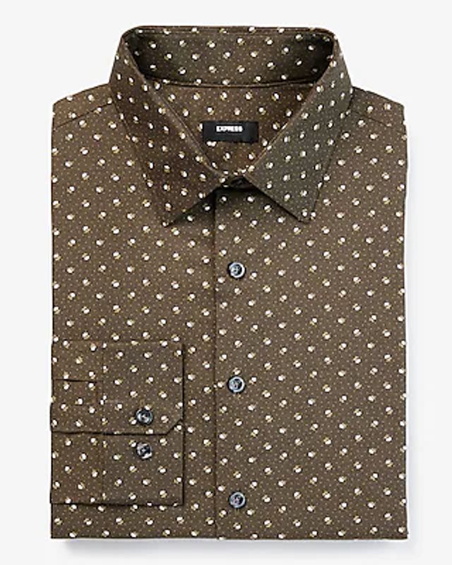 Express Slim Mini Floral Print Stretch 1Mx Dress Shirt Green Men's S |  Connecticut Post Mall
