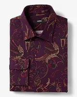 Slim Paisley Twill Stretch 1Mx Dress Shirt Purple Men's