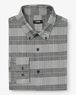 Big & Tall Slim Plaid Flannel 1Mx Dress Shirt Black Men's XXL