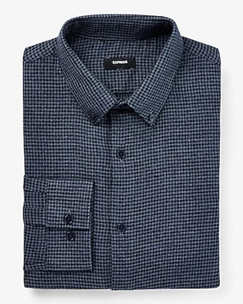 Slim Gingham Stretch Flannel 1Mx Dress Shirt Men