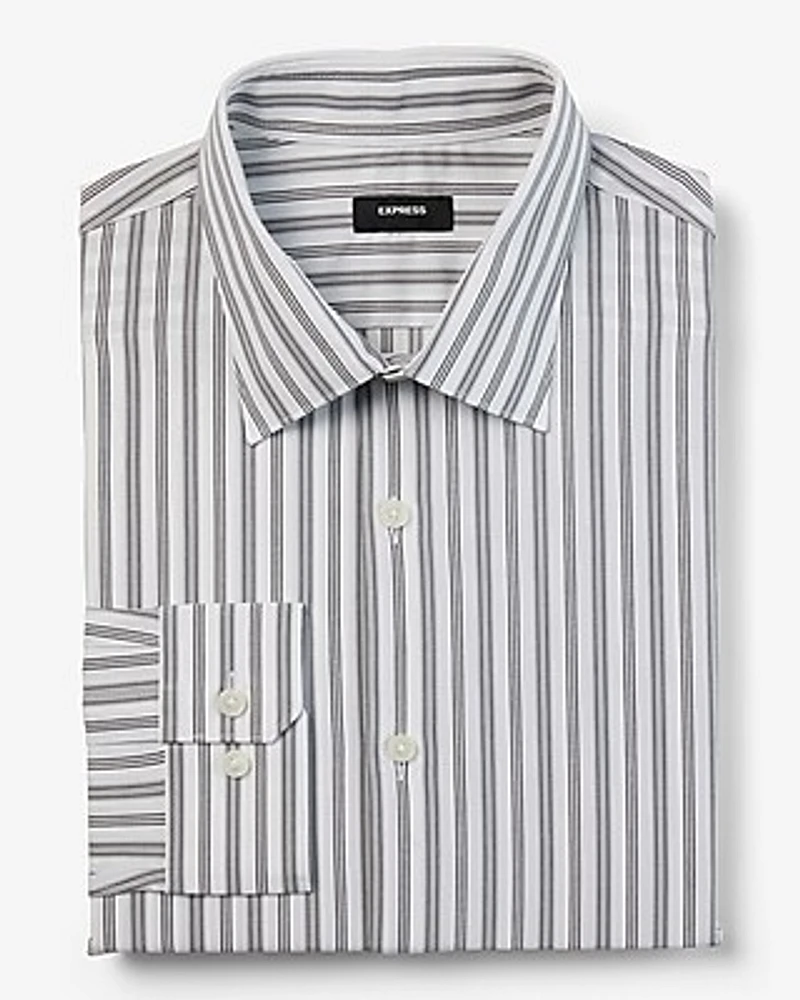 Big & Tall Slim Multi Striped Stretch 1Mx Dress Shirt White Men's XXL