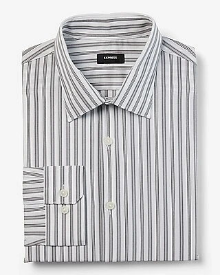 Big & Tall Slim Multi Striped Stretch 1Mx Dress Shirt White Men's XXL