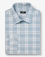 Big & Tall Slim Plaid Stretch 1Mx Dress Shirt White Men's XXL