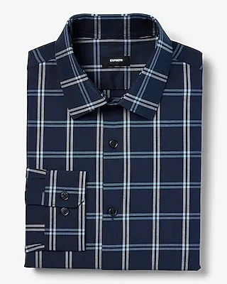 Slim Grid Plaid Stretch 1Mx Dress Shirt