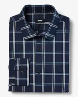 Slim Grid Plaid Stretch 1Mx Dress Shirt Men