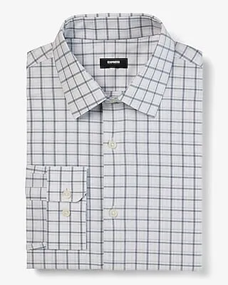 Slim Grid Plaid Stretch 1Mx Dress Shirt Men's