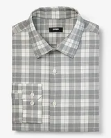 Slim Plaid Stretch 1Mx Dress Shirt Neutral Men's Tall