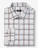 Big & Tall Slim Grid Plaid Stretch 1Mx Dress Shirt White Men's XXL