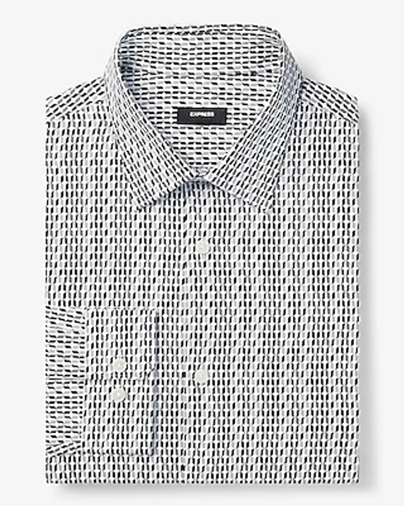 Slim Geo Print Stretch 1Mx Dress Shirt Neutral Men's M