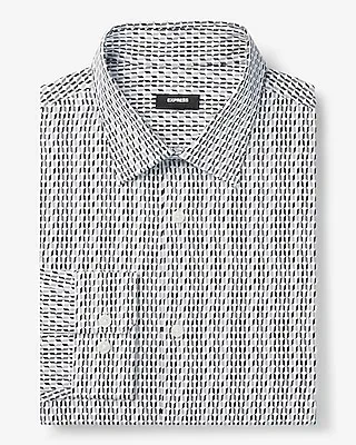 Slim Geo Print Stretch 1Mx Dress Shirt Neutral Men's XL Tall