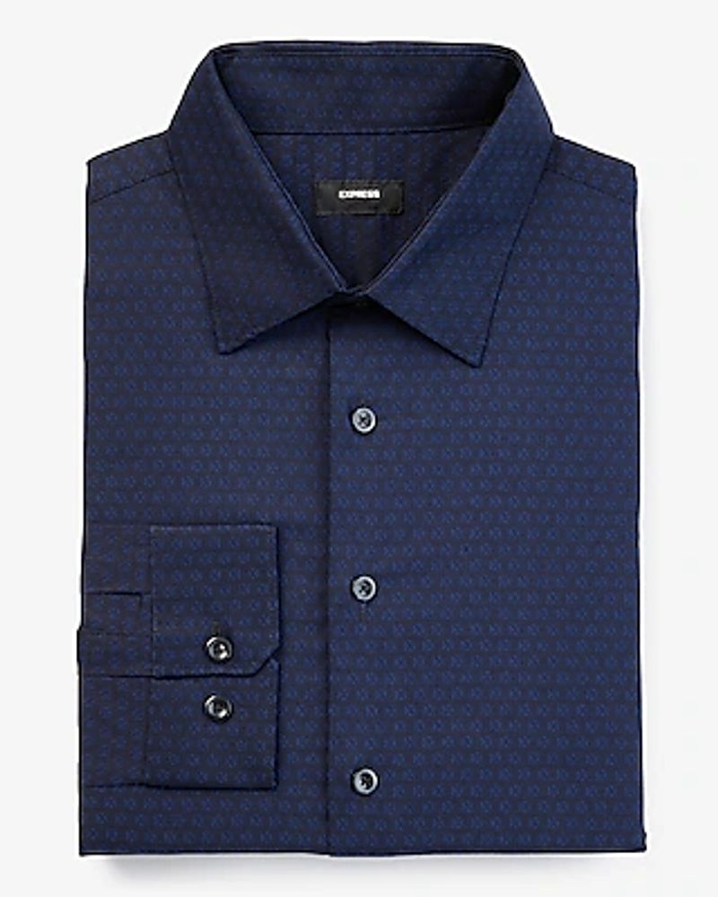 Slim Printed Stretch 1Mx Dress Shirt Blue Men's XS