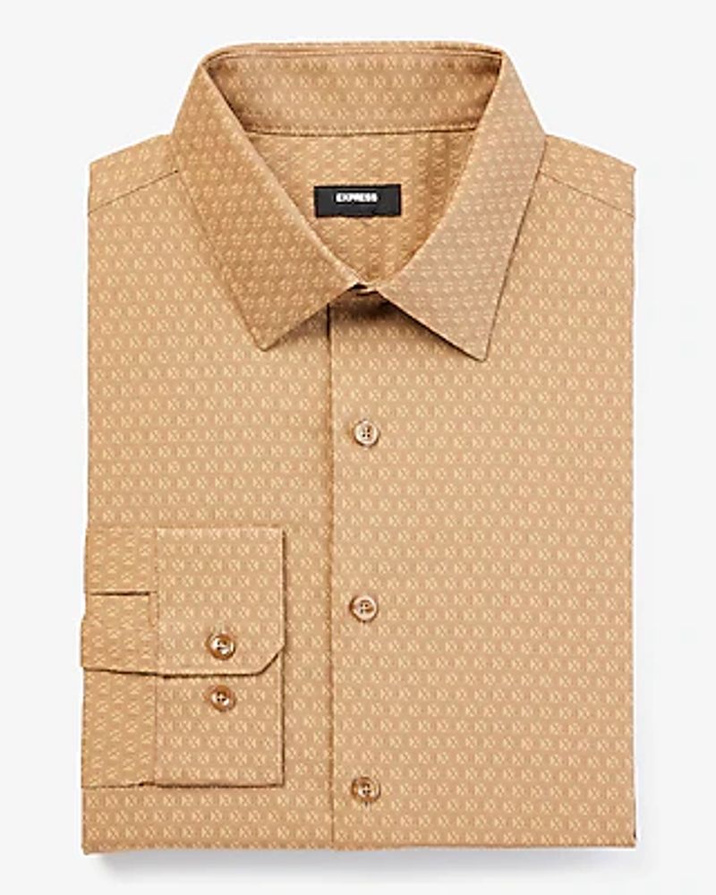 Slim Printed Stretch 1Mx Dress Shirt Neutral Men's XS