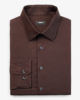 Slim Printed Stretch 1Mx Dress Shirt Brown Men's XL