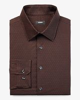 Extra Slim X Print Stretch 1Mx Dress Shirt Brown Men's XS