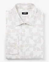 Slim Geo Print Stretch 1Mx Dress Shirt Neutral Men's