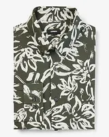 Slim Floral Print Stretch 1Mx Dress Shirt Green Men's