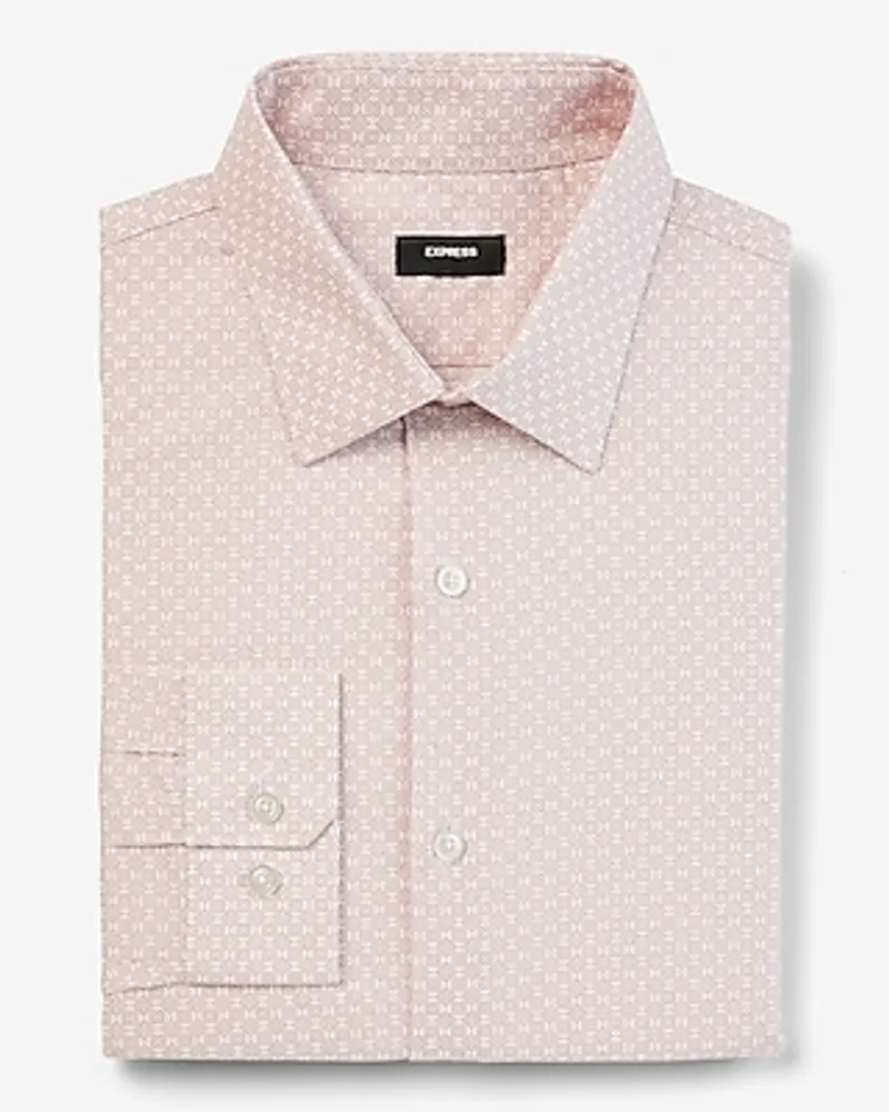 Slim Mini Geo Print Stretch 1Mx Dress Shirt Pink Men