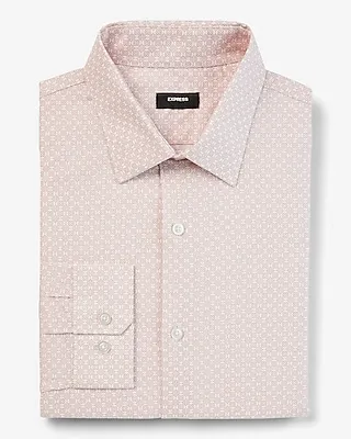 Big & Tall Slim Mini Geo Print Stretch 1Mx Dress Shirt Pink Men's XXL