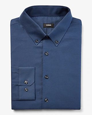 Extra Slim Solid Stretch Pinpoint Oxford 1Mx Dress Shirt Blue Men's XXL Tall