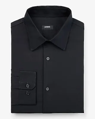 Classic Textured Diamond Print Stretch 1Mx Dress Shirt Black Men's M
