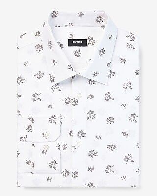 Slim Floral Dot Stretch 1Mx Dress Shirt White Men's XS