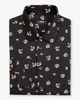 Slim Floral Dot Stretch 1Mx Dress Shirt Black Men's