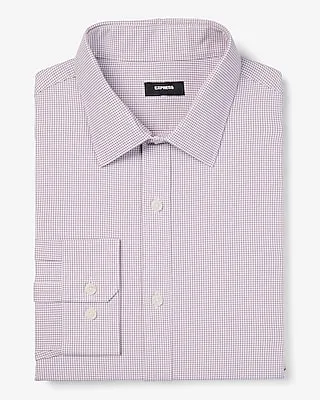 Slim Mini Windowpane Wrinkle-Resistant Performance Dress Shirt Purple Men's XXL Tall