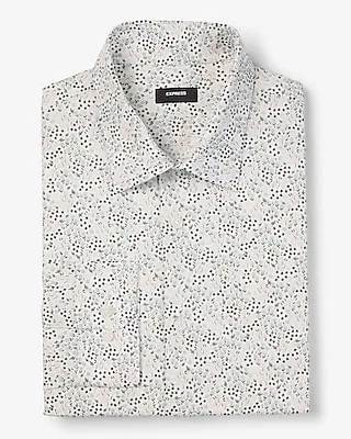 Classic Mini Floral Stretch 1Mx Dress Shirt White Men's XS