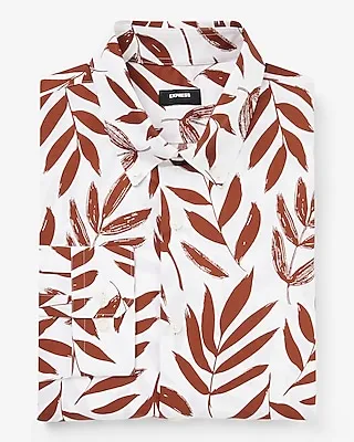 Slim Leaf Print Stretch 1Mx Dress Shirt