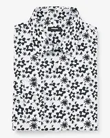 Slim Abstract Floral Stretch 1Mx Dress Shirt Neutral Men's M