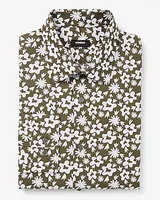 Big & Tall Slim Abstract Floral Stretch 1Mx Dress Shirt Green Men's XXL