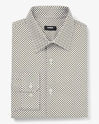 Slim Mini Geo Print Stretch 1Mx Dress Shirt White Men's Tall