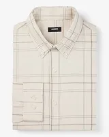 Slim Houndstooth Plaid Flannel 1Mx Dress Shirt Neutral Men's M