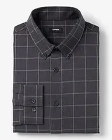 Slim Plaid Flannel 1Mx Dress Shirt Gray Men's XL Tall