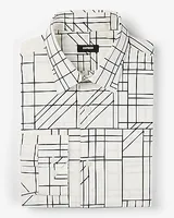 Slim Line Print Stretch 1Mx Dress Shirt White Men's XL