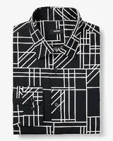 Slim Line Print Stretch 1Mx Dress Shirt Black Men's