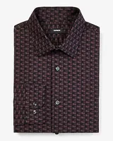 Extra Slim Geo Print Stretch 1Mx Dress Shirt Brown Men