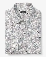 Extra Slim Mini Plant Print Stretch 1Mx Dress Shirt White Men's M