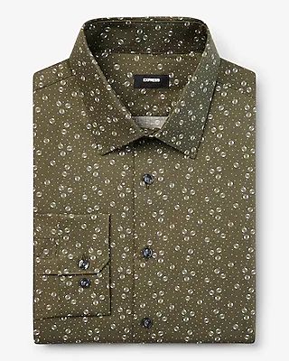 Slim Dot Print Stretch 1Mx Dress Shirt Men's XS