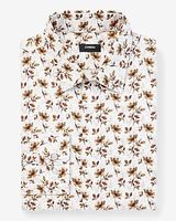 Slim Floral Print Stretch 1Mx Dress Shirt Neutral Men's S