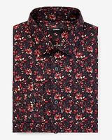 Slim Floral Print Stretch 1Mx Dress Shirt Purple Men's L